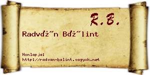 Radván Bálint névjegykártya